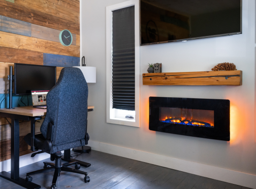 Winslow wall-mounted electric fireplace in an office