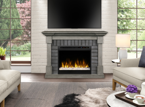 Mantel fireplace in living room