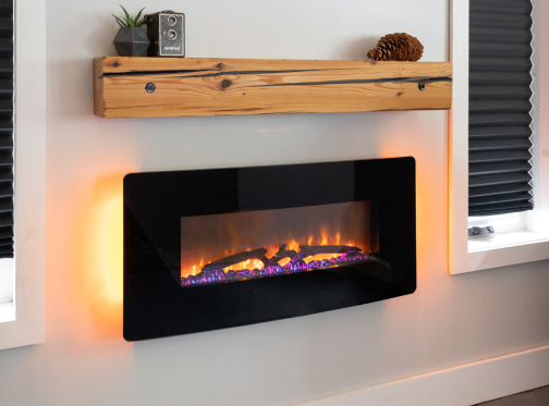  Wall mount Dimplex electric fireplace with color changing back lights. 