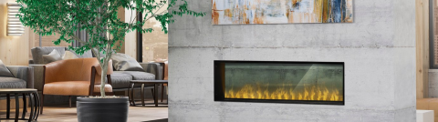 electric fireplace in wall